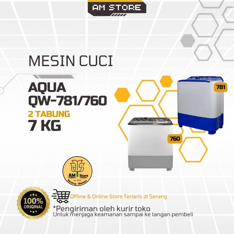 Mesin Cuci AQUA QW-781/760 7kg (2 Tabung)