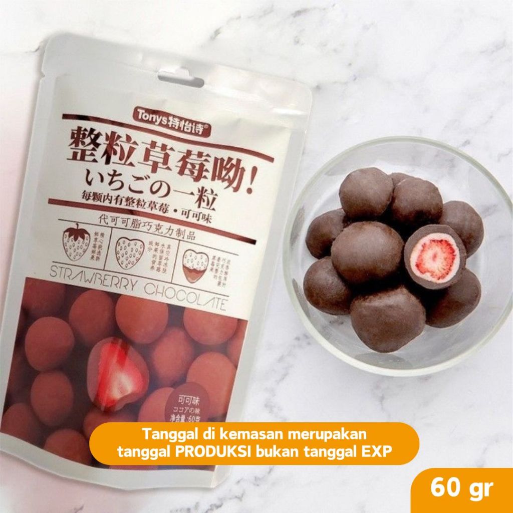 

TONYS COKELAT STRAWBERRY 60gr/ Snack Chocolate Dried Fruit