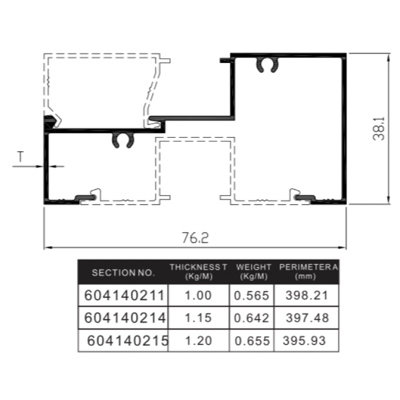 Aluminium Infinito Serat Kayu Kusen 3" 60414 Kusen Z Sekrup Aluminium Batangan