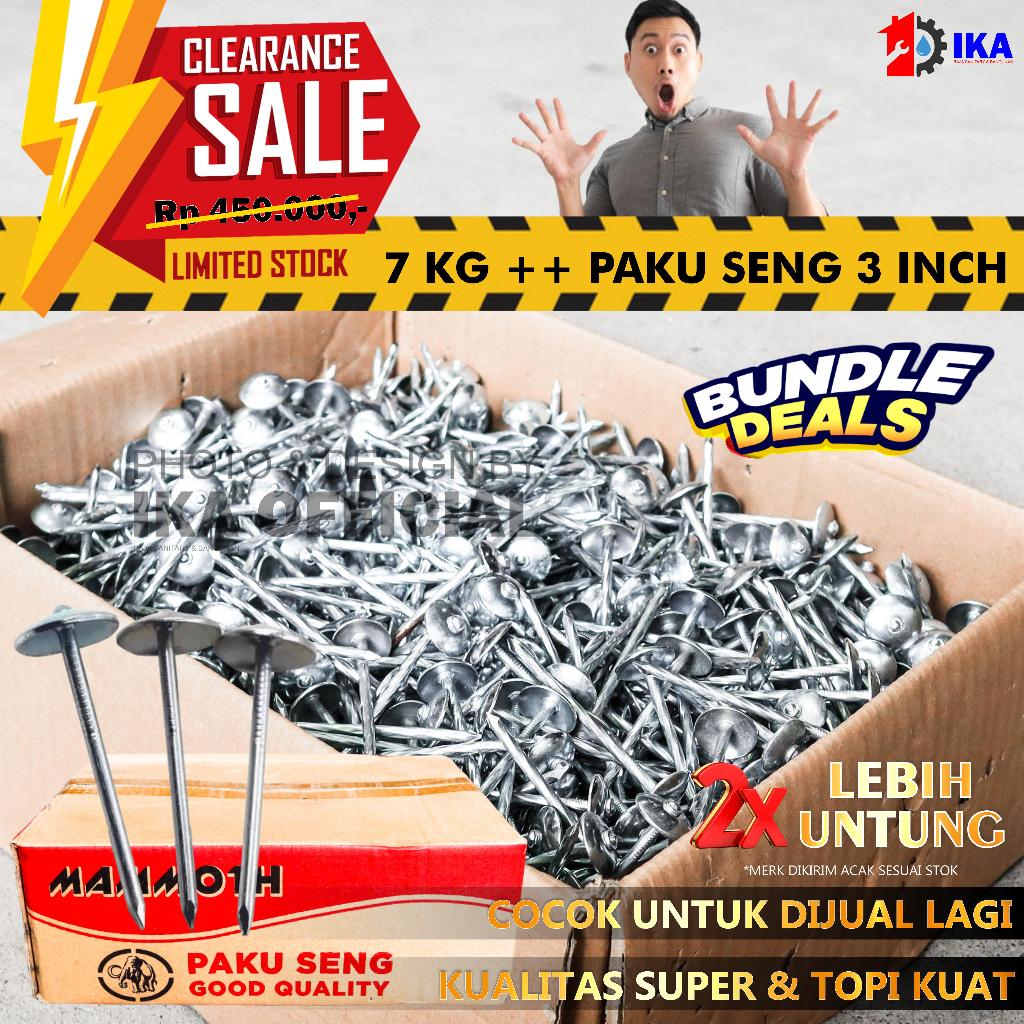 PAKU PAYUNG Paku Seng Ulir 3 inch Curah 3 INCH / 7 CM / PAKU SENG / PAKU ASBES CURAH 7,5 KG - 8 KG