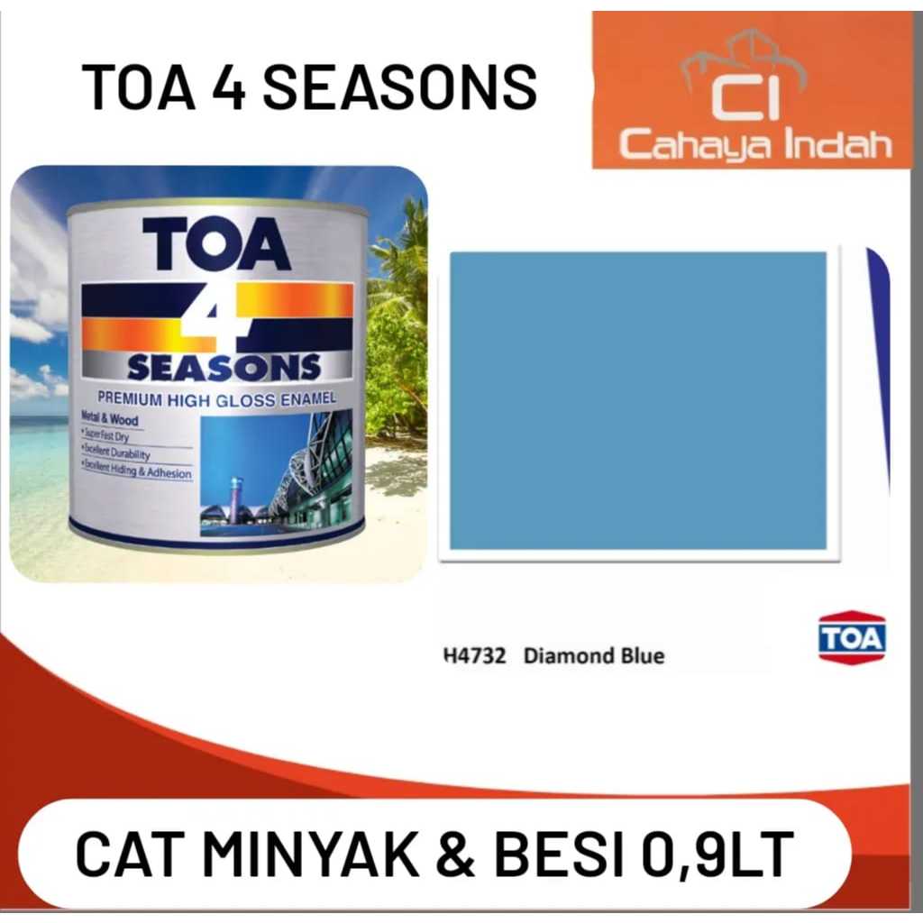 

CAT MINYAK KAYU&BESI TOA 4 SEASON PREMIUM HIGH GLOSS ENAMEL"H4732"Diamond Blue
