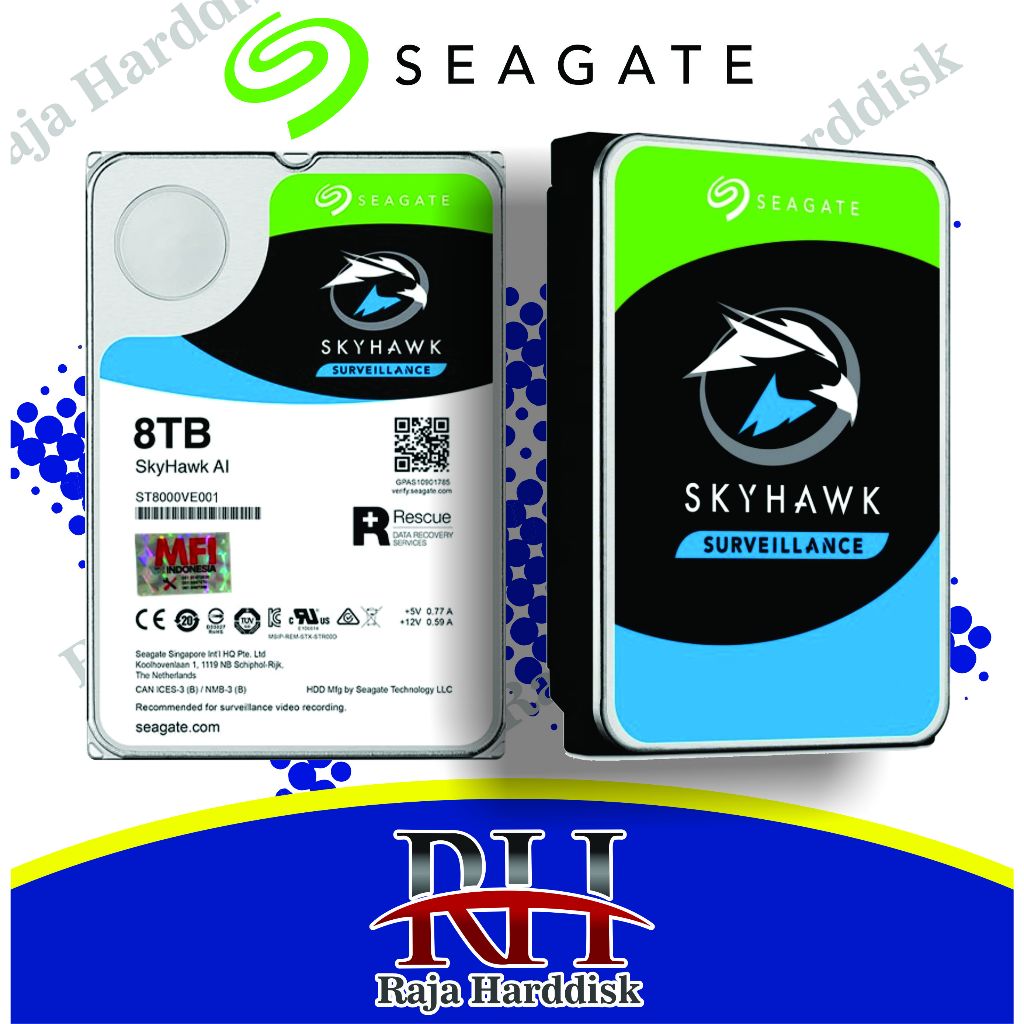 Seagate SkyHawk AI 8TB - Hardisk Internal 3.5" SATA3 / 8TB SkyHawk GARANSI RESMI