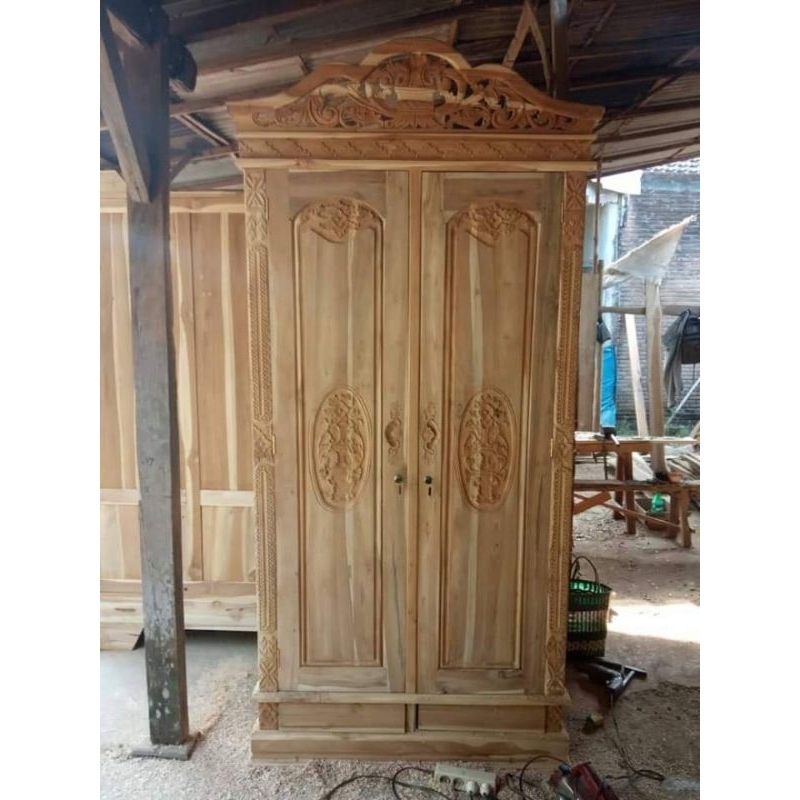 lemari jati lemari pakaian lemari anak lemari ukir 2 pintu kayu jati