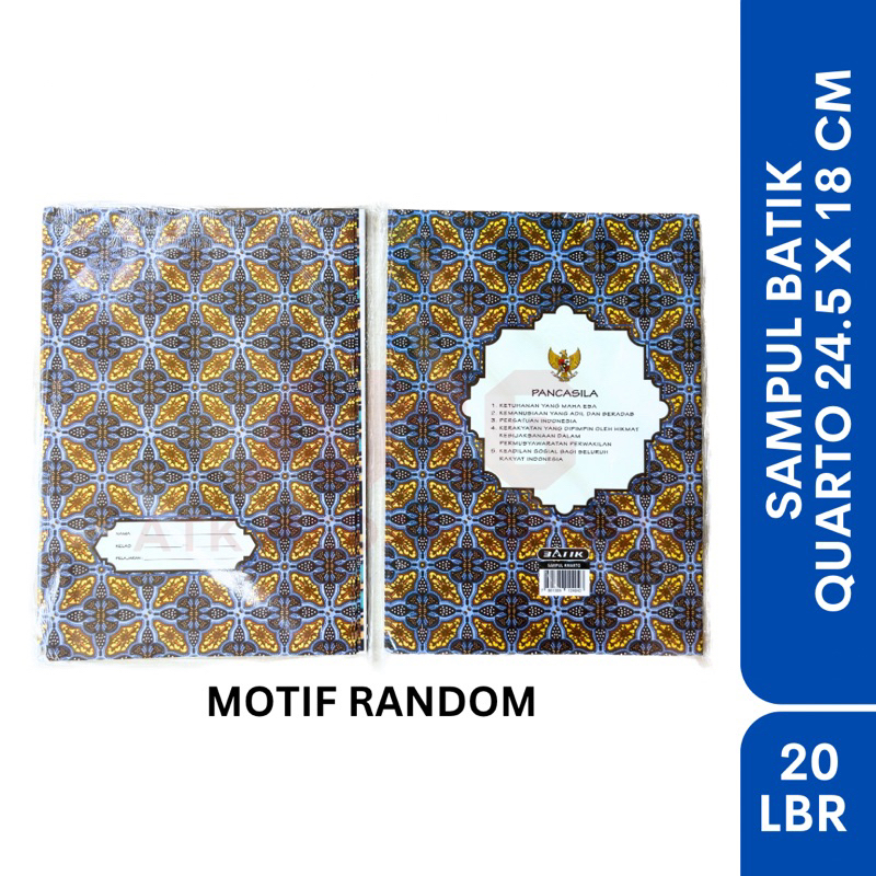 

SAMPUL BATIK BUKU BIASA/ KWARTO PER BUNGKUS ISI 20PCS