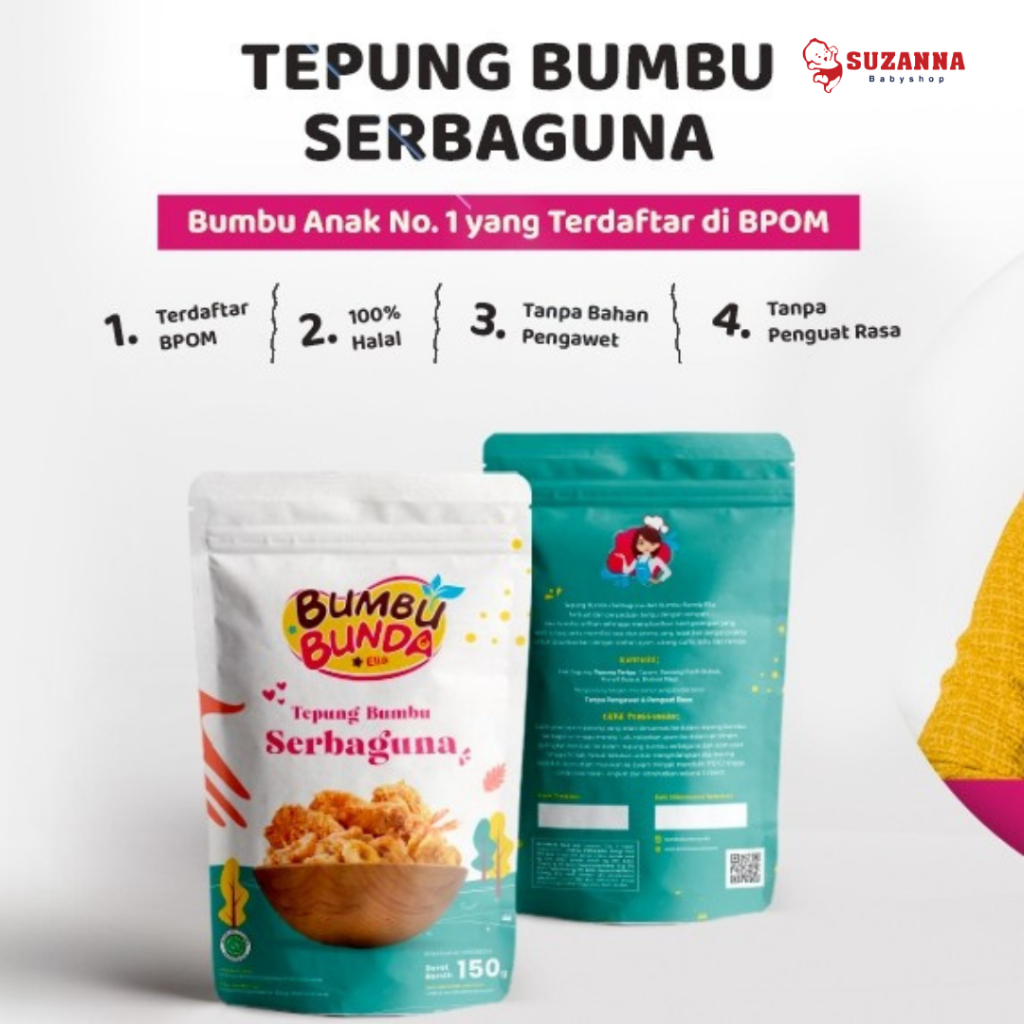 

Bumbu Bunda Elia MPASI Tepung Serbaguna Tanpa MSG Tanpa Pengawet 150g