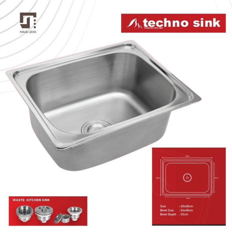 KITCHEN SINK DAPUR / BAK CUCI PIRING BESAR STAINLESS / WASTAFEL CUCI PIRING STAINLESS SUS 304