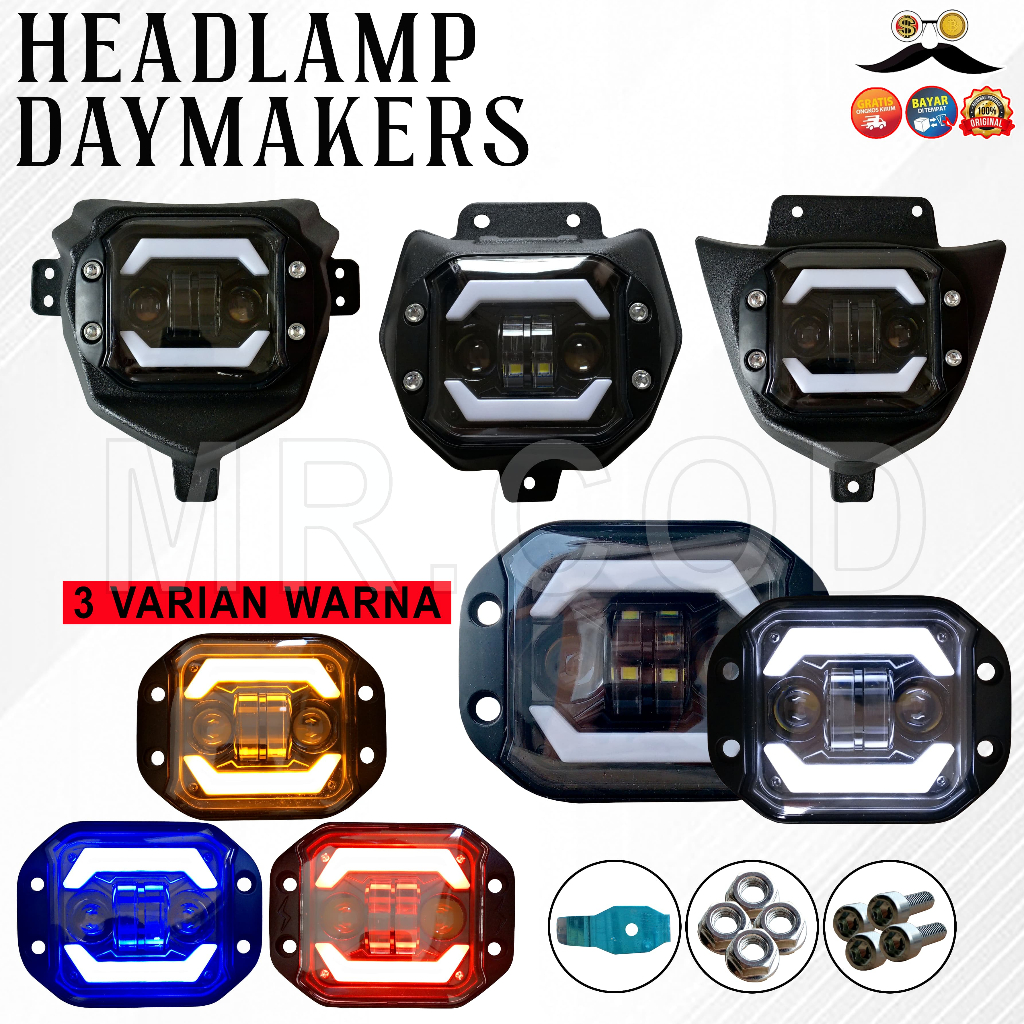 HEADLAMP KLX CRF WR WR155 DEMEKER DAY MAKER HEAD LAMP LAMPU MOTOR TRAIL CROSS SUPERMOTO PNP