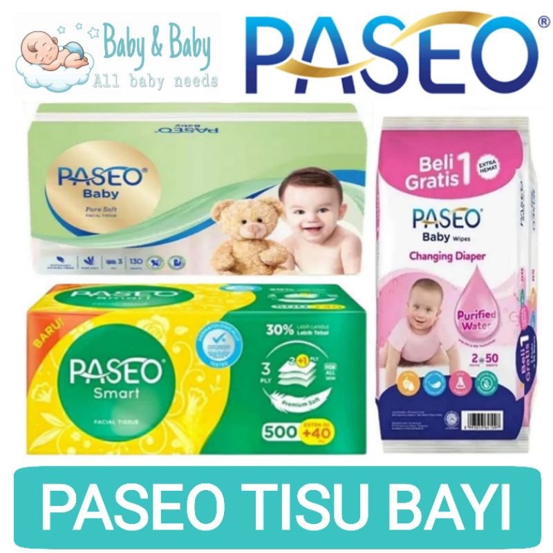 PASEO Baby Tissue Bayi 50 sheet 130 sheet | PASEO Baby Wipes 50 sheet | PASEO Smart 540 sheet | PASE