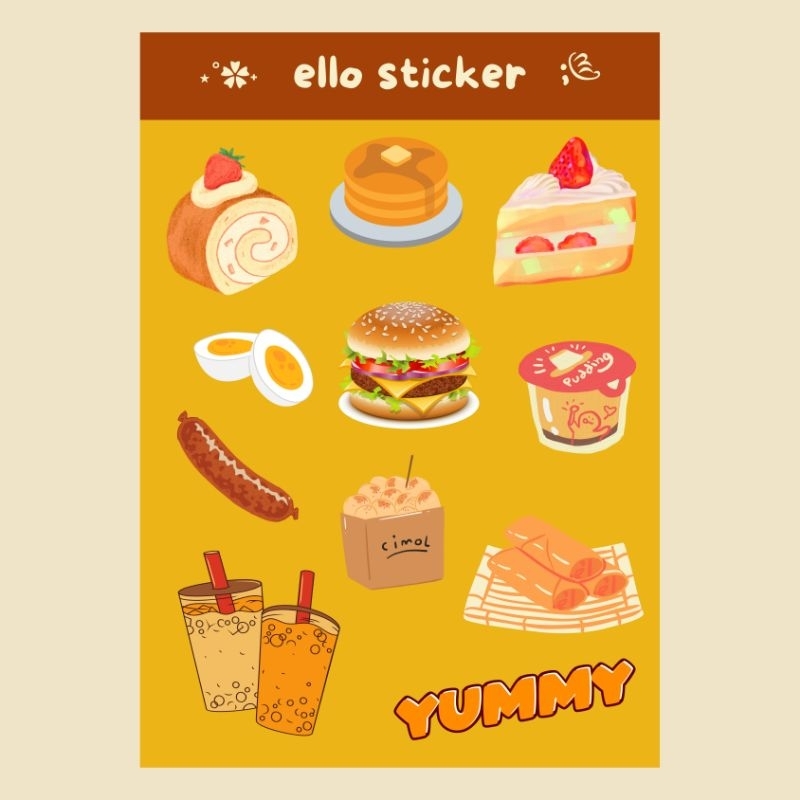 

[ELLO] Sticker Sheet Aesthetic FOOD Vinyl Waterproof Glossy