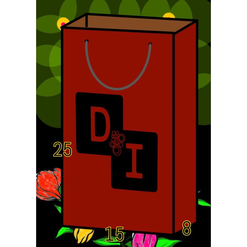 

paper bag 15 x 8 x 25 merah + sablon