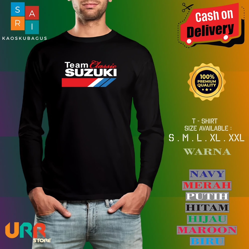 Kaos Tshirt Lengan Panjang Otomotif Team Classic Suzuki Logo Baju Distro