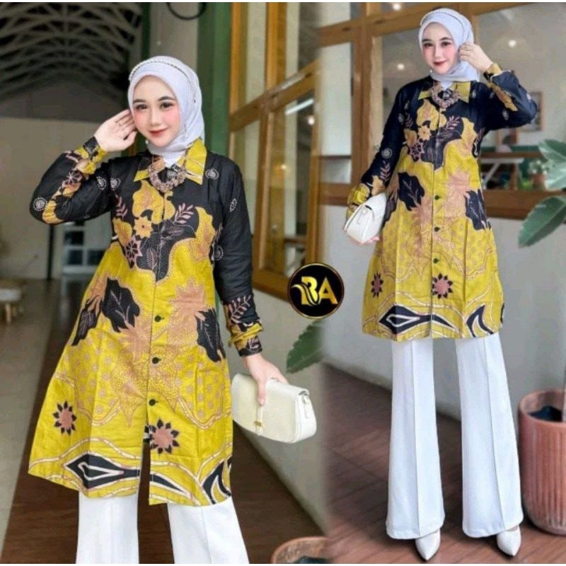 TUNIK BATIK WANITA KANCING DEPAN
