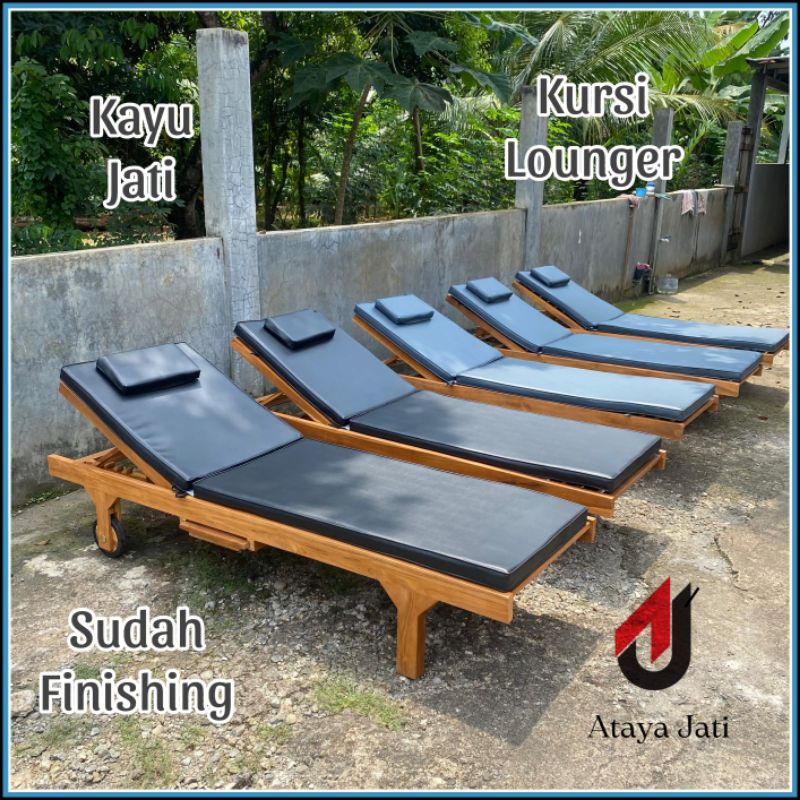 Kursi Lounger Sunbed Kursi Pool Lounger Kolam Renang Kayu Jati