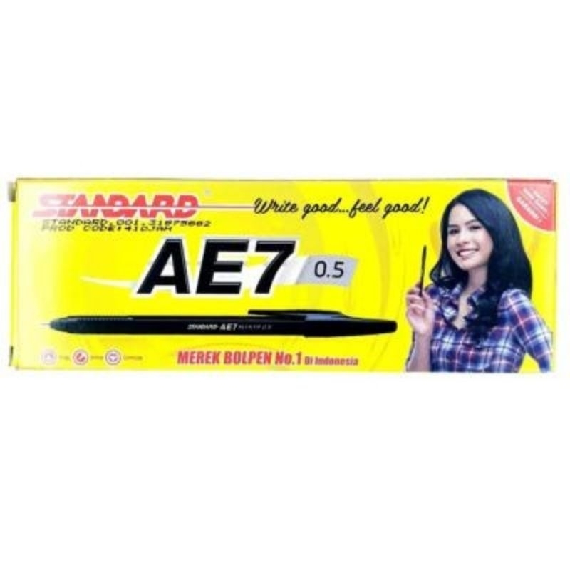 

bolpen standart AE7 Fine 0.5 black isi 12pc/pack free packing bubble wrap