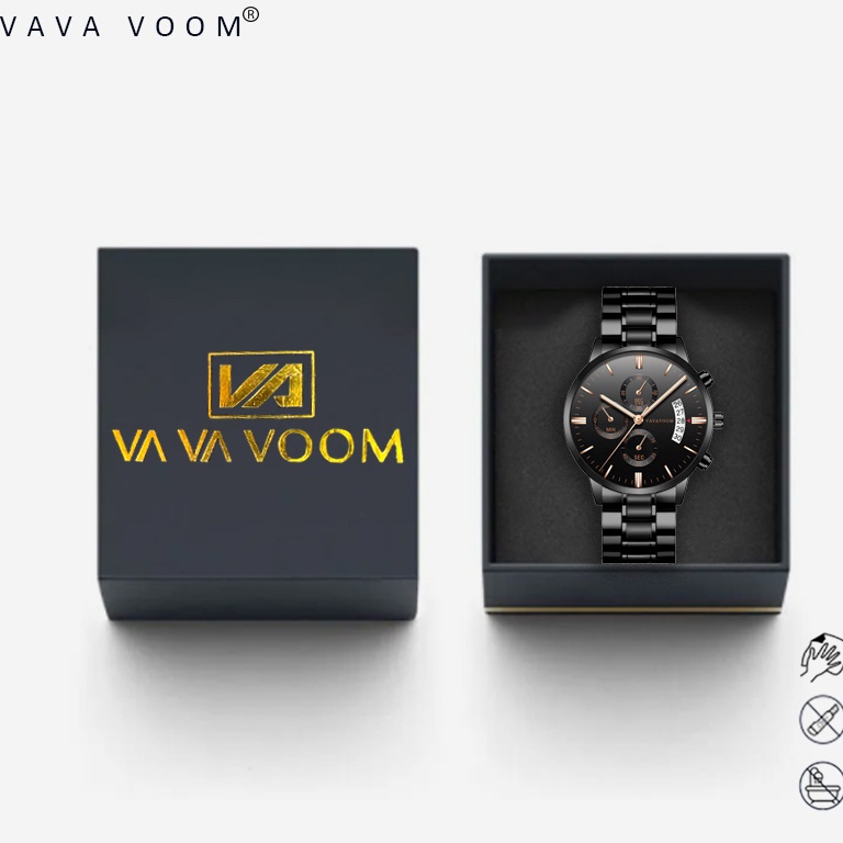 MURAH VAVAVOOM 214 Jam Tangan Pria Business Stainless Steel Analog Quartz Original Tahan Air Watch  