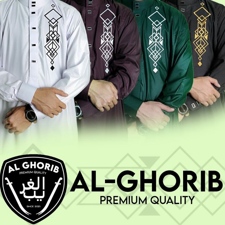 Hot Surprise  Jubah pria Al ghorib premium bordil ornamen kancing manset elegant saudi AlHaramain