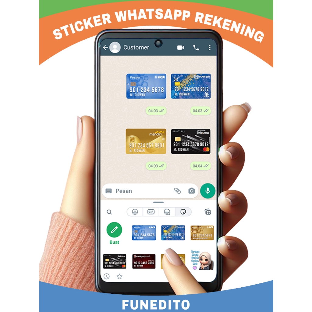 Jasa Desain Sticker Rekening, Sticker E-wallet, Sticker Whatsapp Rekening Stiker wa