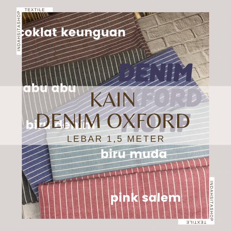 KAIN DENIM OXFORD MOTIF (harga per 0.5 meter)