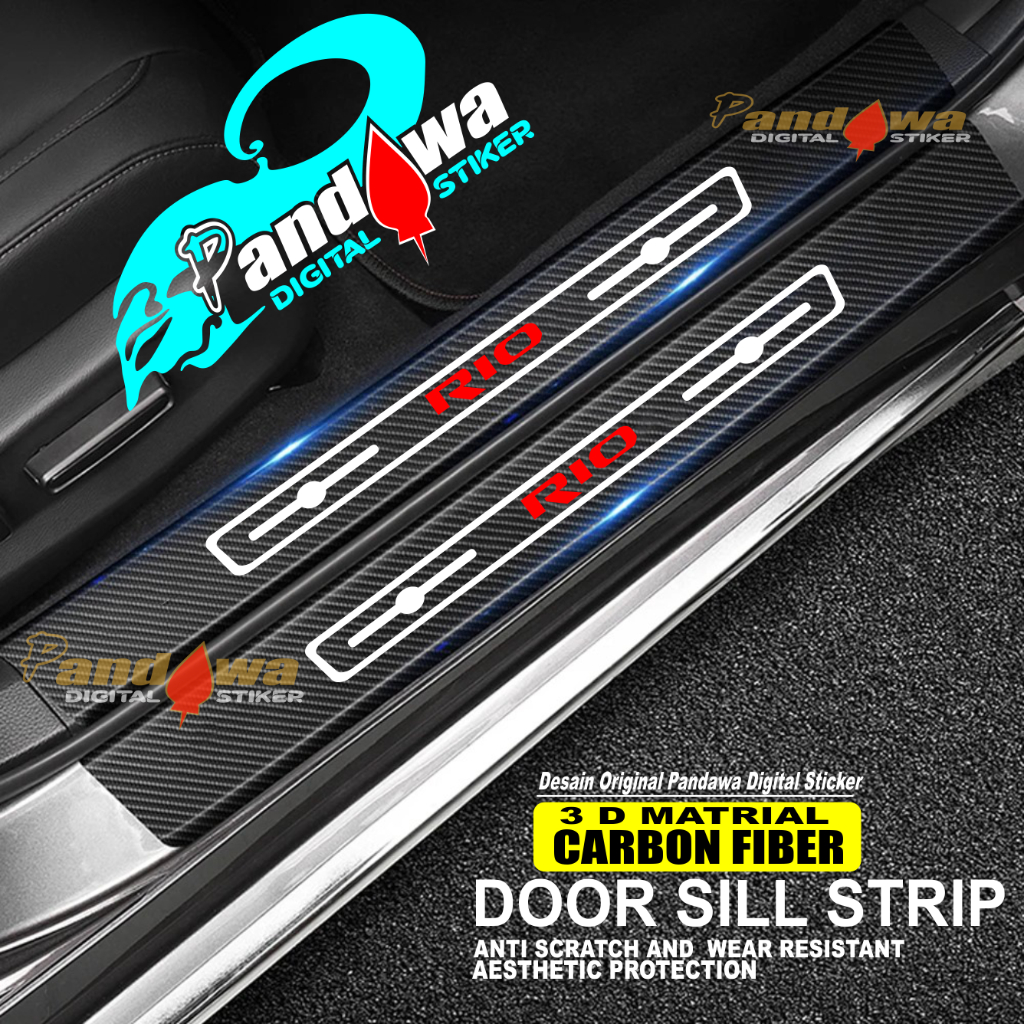 9pcs sticker sill plate carbon 3d mobil rio sticker karbon 3d pelindung pijakan bumper bagasi kia ri