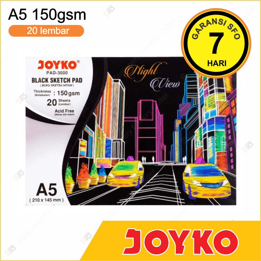 

Black Sketch Pad A5 Joyko PAD-3000 - Kertas Sketch Book Hitam 20 Lembar 150gsm
