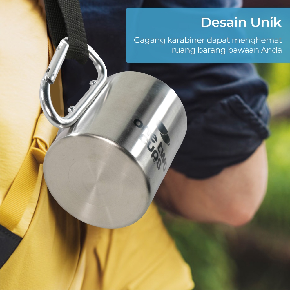 Gelas Carabiner Stainless Steel Camping Outdoor