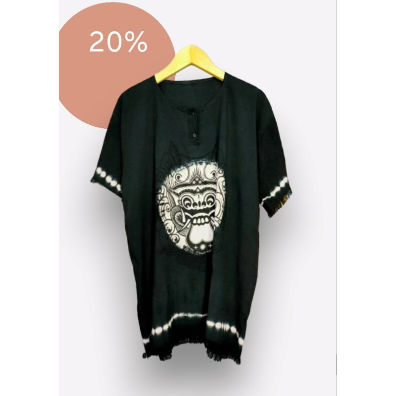 BAJU ATASAN PRIA WANITA KHAS BALI WARNA HITAM SABLON BARONG BALI