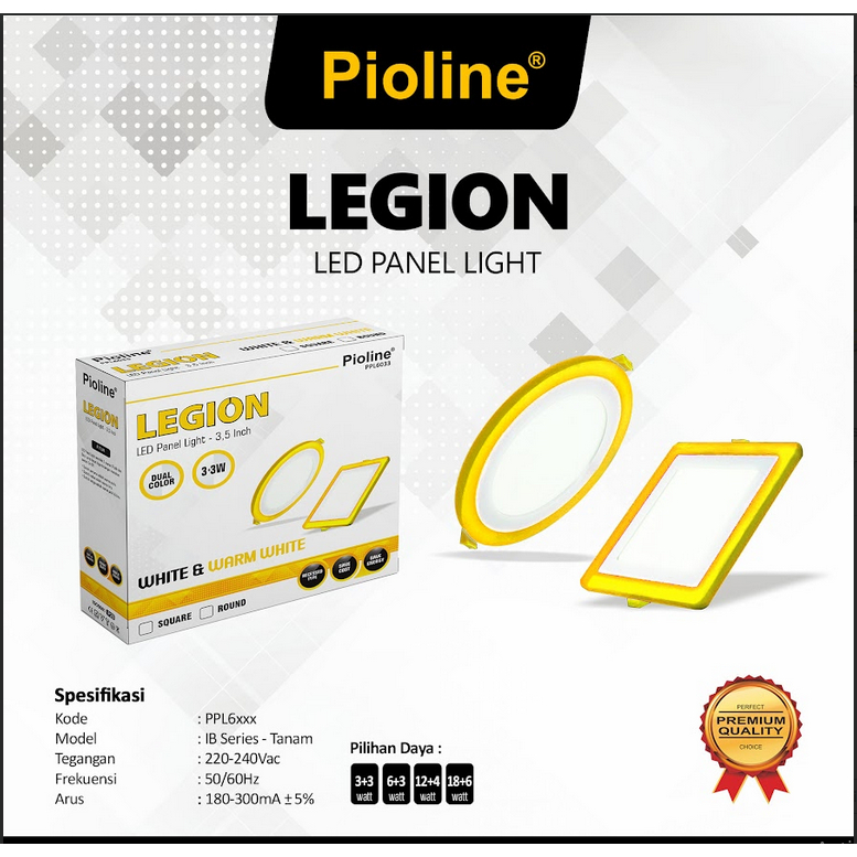 Lampu Panel LED Pioline 2 Warna Putih + Kuning