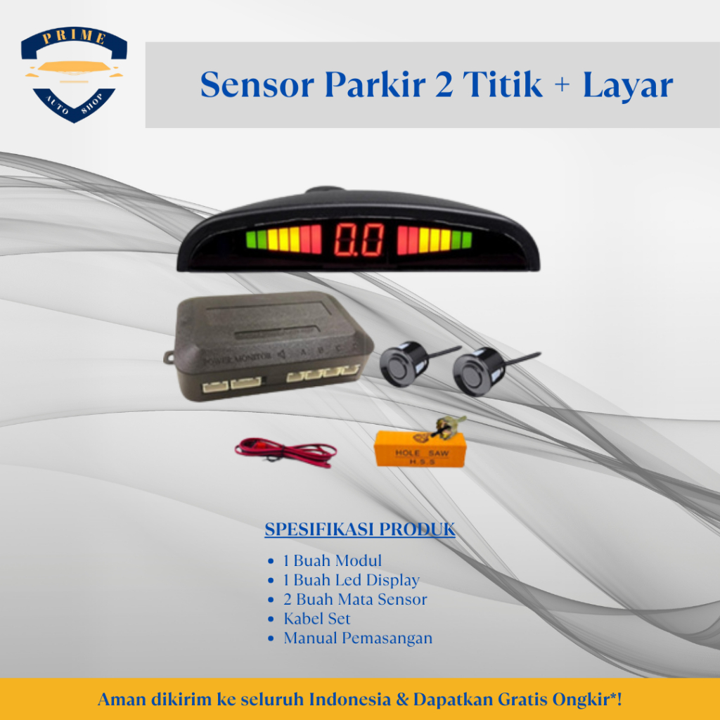 Sensor Parkir Mobil 2 Titik / Sensor Mundur Mobil 2 Titik + Layar
