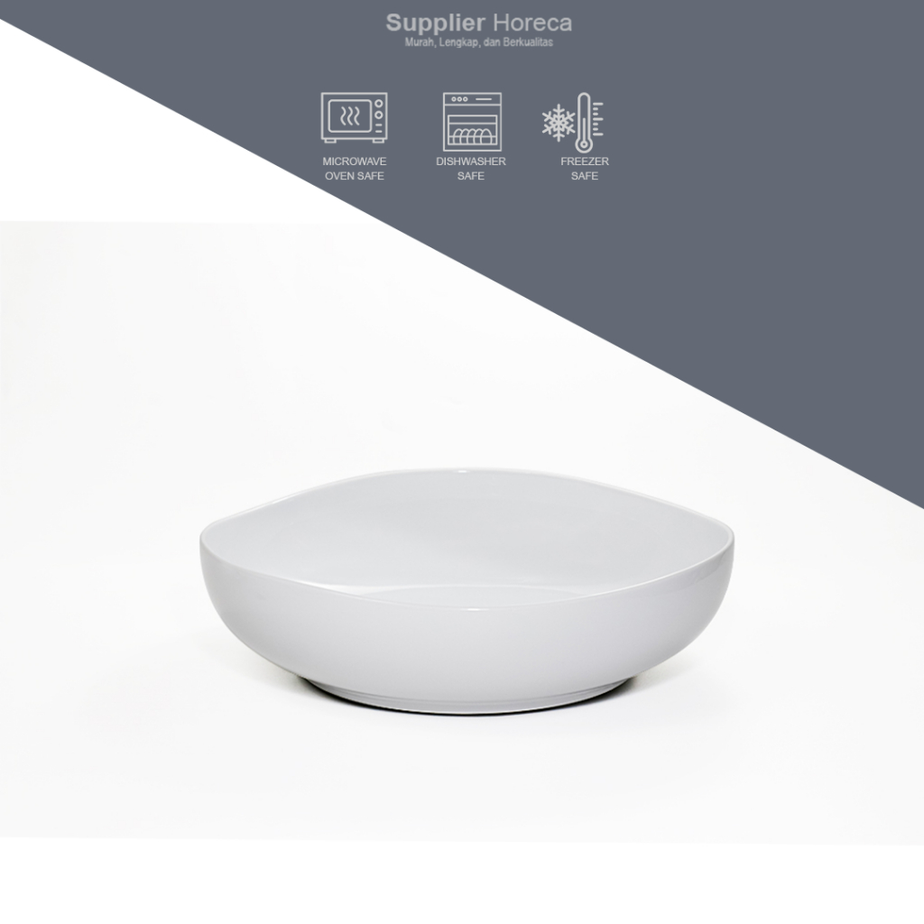 Mangkok Saji Keramik 25.6CM (1PCS) Putih Polos By Indo Keramik / Mangkuk Besar Keramik / MN26-OGN