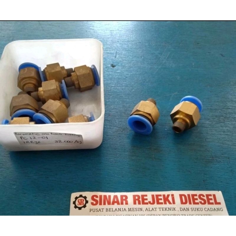 Pneumatic Fitting Male PC 1201 12 01 PC 12 - 01 Selang 12 mm Sachio