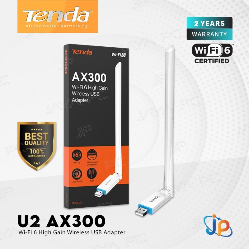 Tenda U2 AX300 WiFi 6 High Gain Wireless USB Adapter