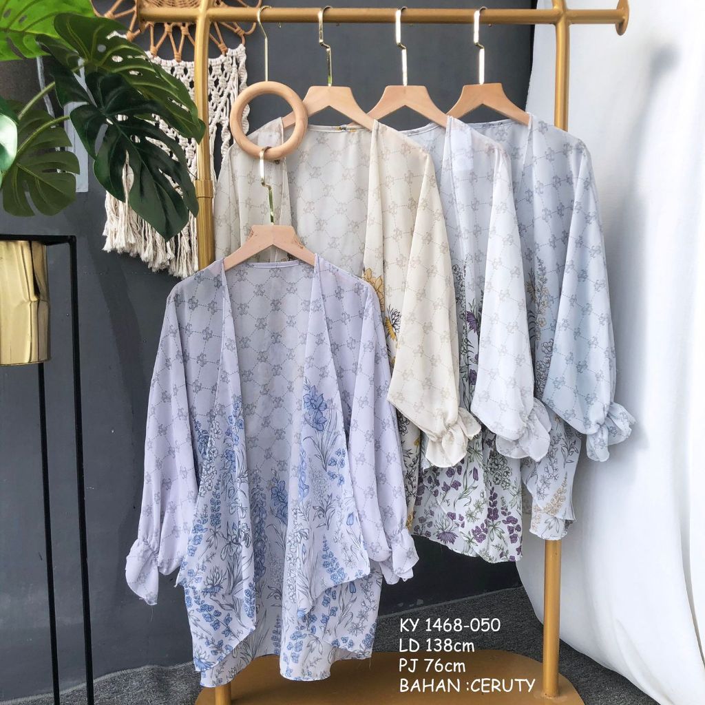 Kirei 1468-050 Premium Outer Ceruty / Outer Bahan Ceruty / Outer Tangan Motif Bunga