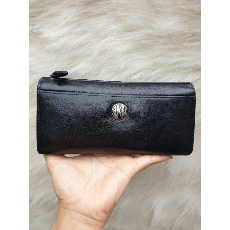 Dompet Panjang Anne Klein II Wanita Kulit Asli Hitam