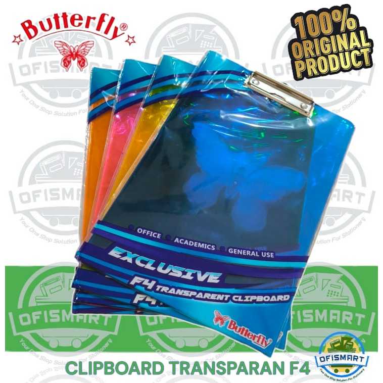 

Butterfly Papan Jalan Ujian Clipboard Mika Transparan F4 | @1PCs