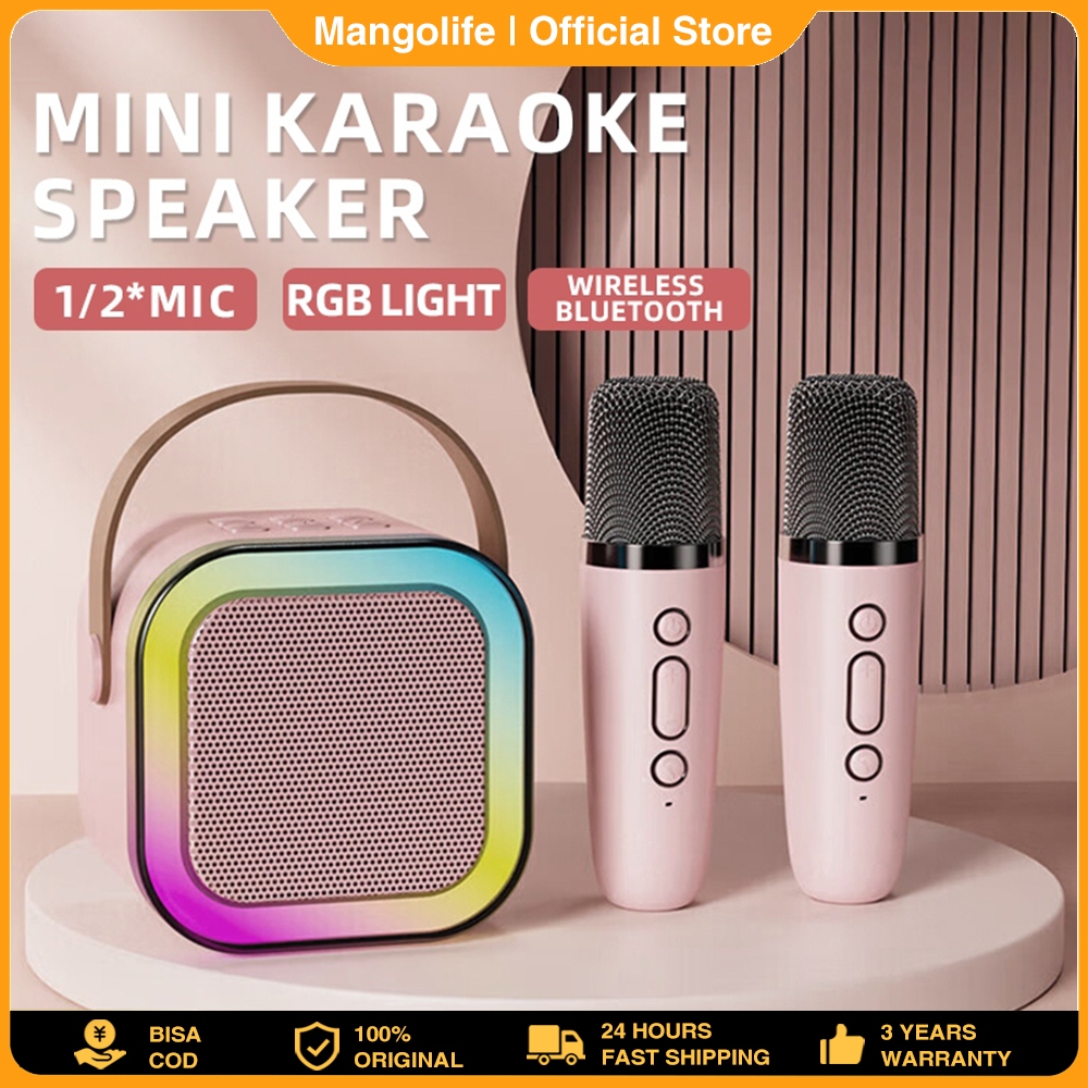 Speaker Bluetooth Karaoke Wireless Microphone 2pcs/Set High End Karaoke Speaker RGB Light Speaker Bluetooth Bass Dapat Terhubung ke HP/TV/Komputer Bluetooth Speaker