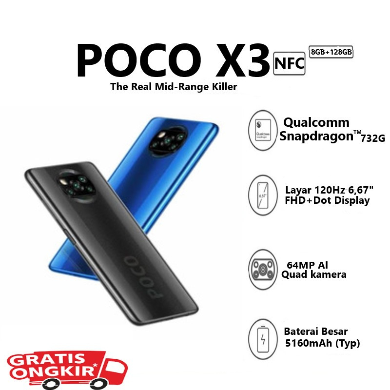 Full set POCO X3 NFC RAM 8/128GB - BERGARANSI