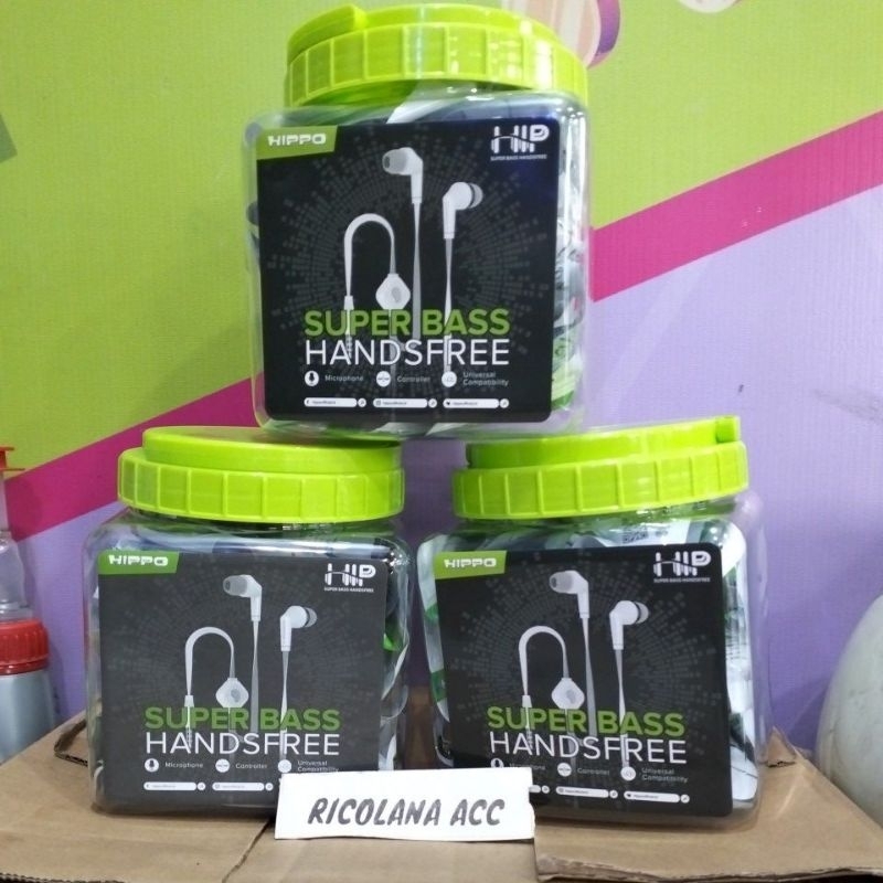 TOPLES HF Hippo HIP Headset Earphone Handsfree HIP Super BASS /Handsfree HIPPO HIP GROSIR