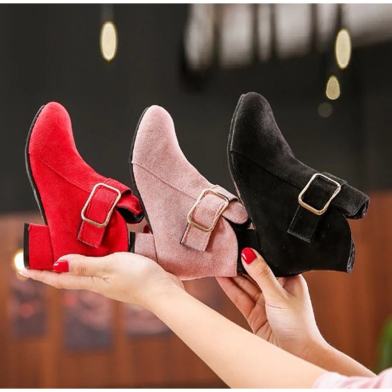 Sepatu Wedge Heels Boot Anak Perempuan Import Simpel Belt K (SS196) / Sepatu Wedges Anak / Sepatu We
