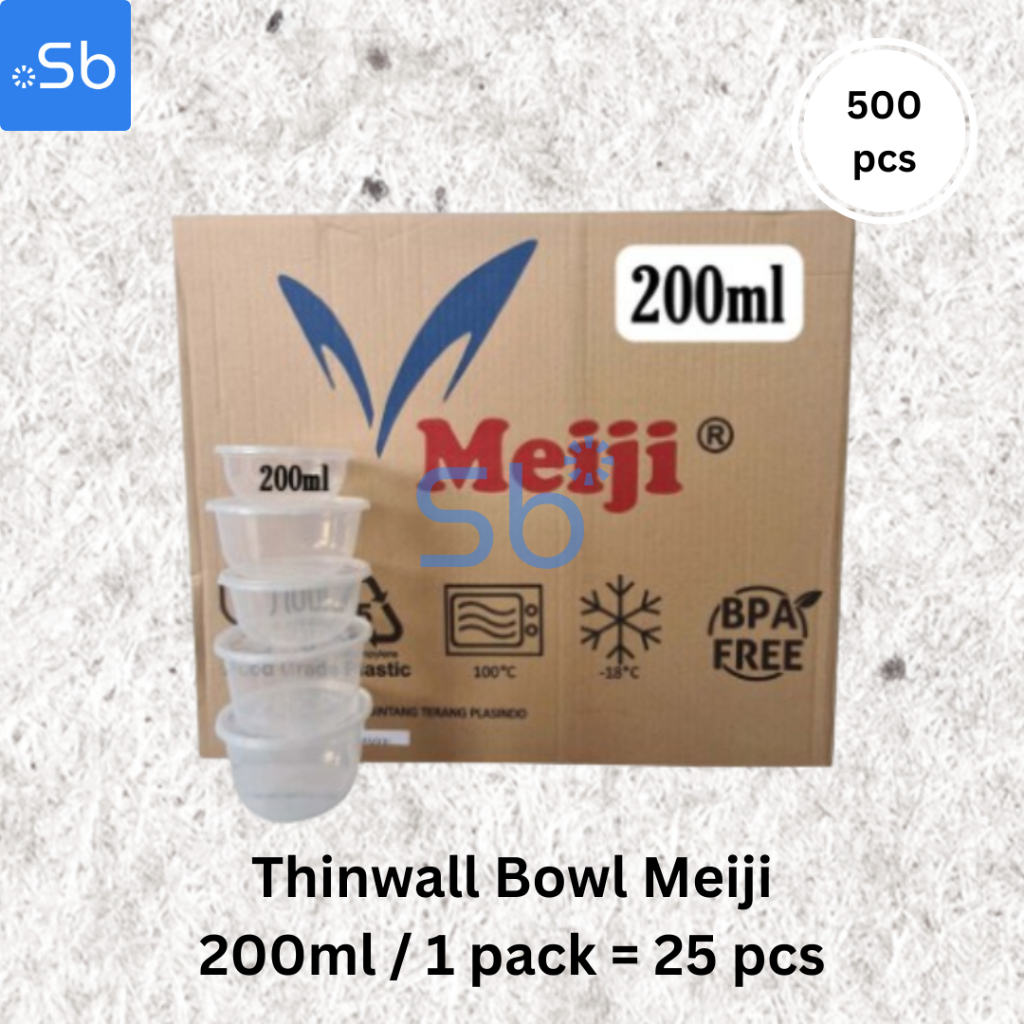 MEIJI THINWALL BOWL 200 ML TEMPAT MAKAN KOTAK MAKAN PLASTIK (1 DUS)