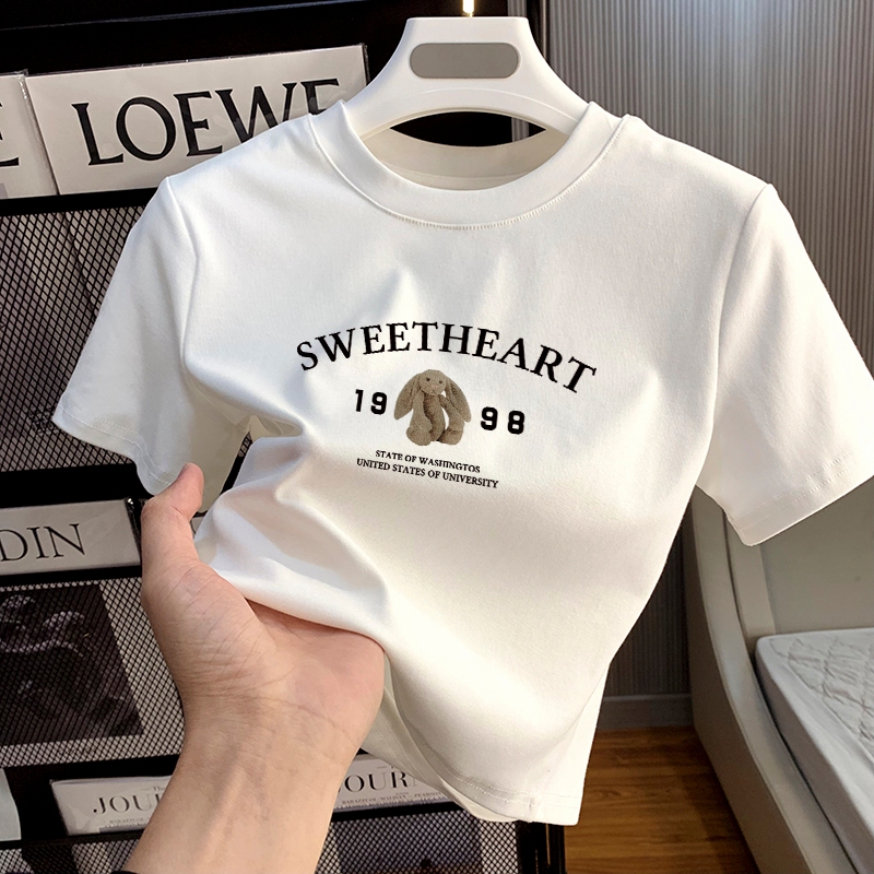 Misco T-shirt Crop Top Tebal y2k Lengan Pendek Baju Kaos Crop Wanita | pola SWEETHEART | Baju Atasan
