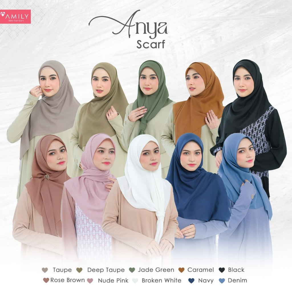 [Agen Resmi] Anya Scarf by Amily Hijab 115x115 cm Segi Empat Laser Cut Zahara Voal Premium