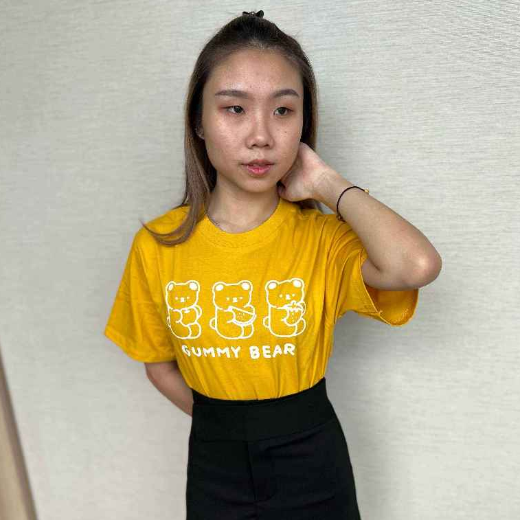 Daily Cotton - Kaos Crop Gummy Bear/ Kaos Katun Premium Wanita/ Kaos Crop Wanita