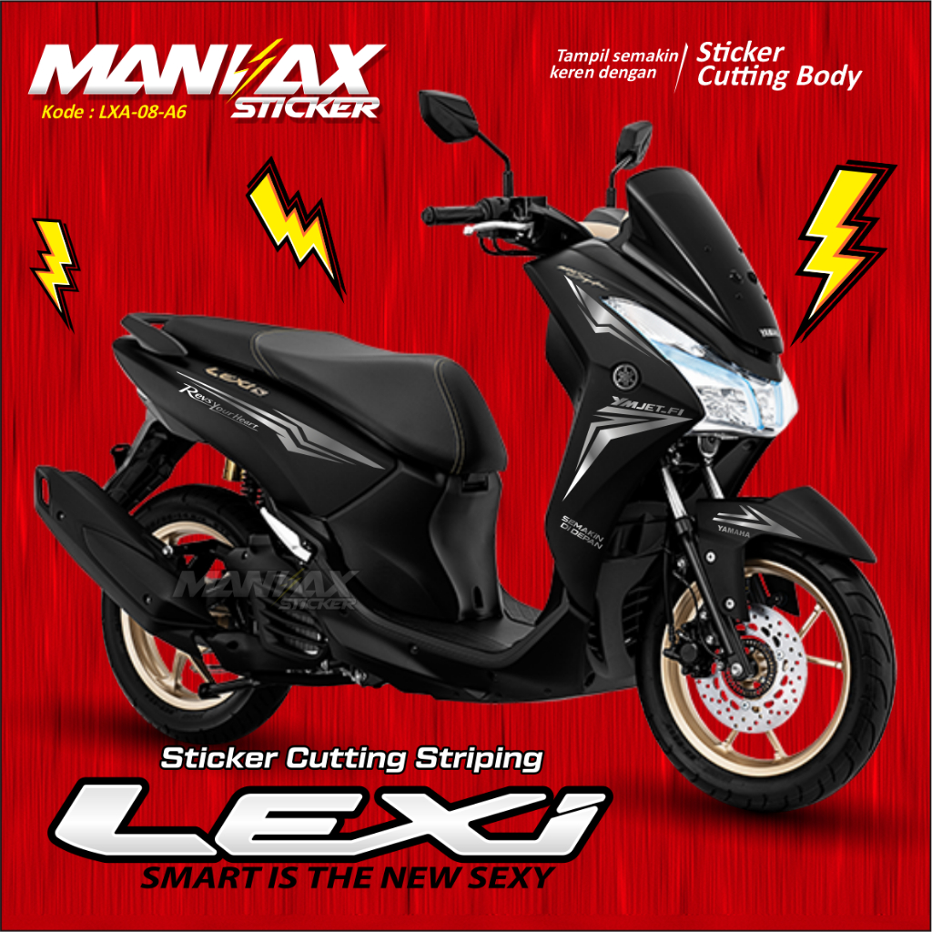 Cutting Sticker - For Yamaha - Stiker Cutting Lexi Silver - Striping Lexi - Sticker Motor - KODE LXA