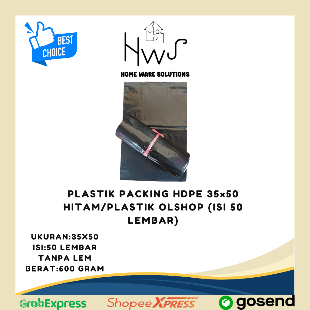 Plastik Packing HDPE 35×50 Hitam/Plastik Olshop (isi 50 lembar)