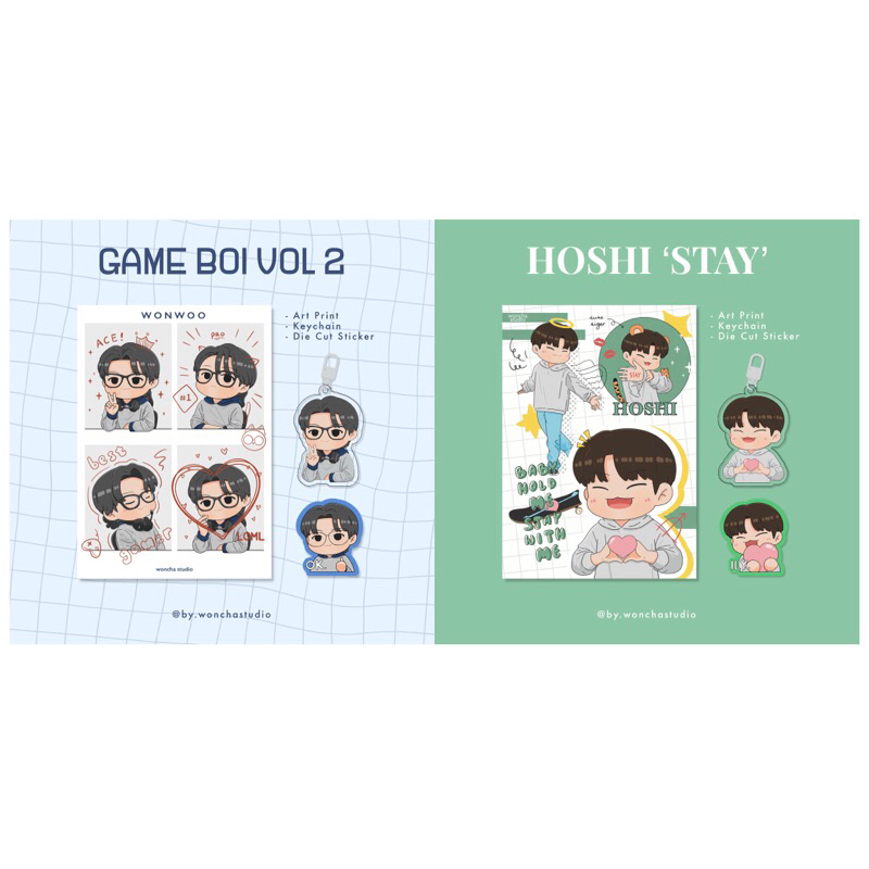 17 WONWOO GAME BOI & HOSHI STAY KEYCHAIN/ART PRINT/STICKERS