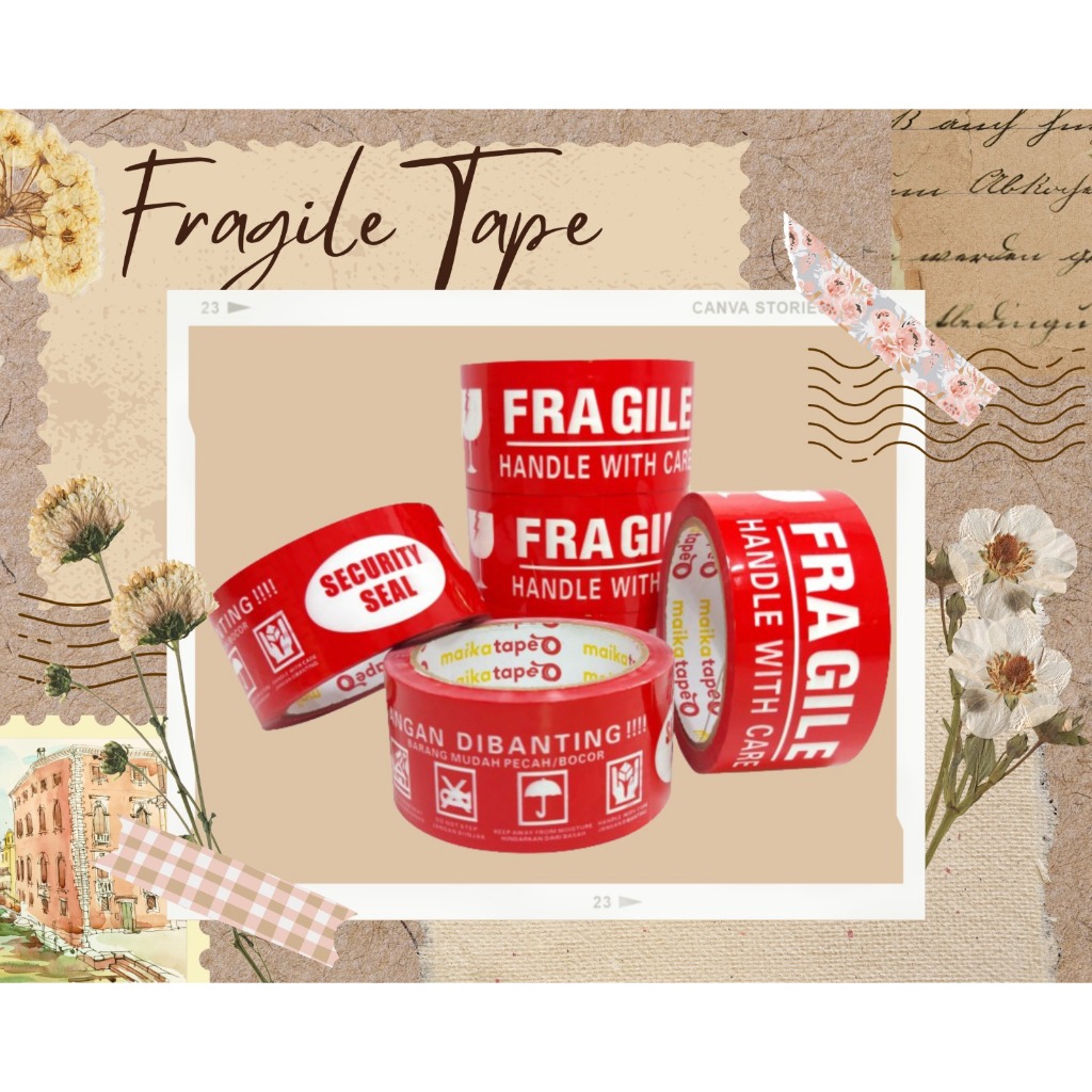 

OPP TAPE / PLAKBAN / LAKBAN FRAGILE MERAH MAIKATAPE 48MM MURAH