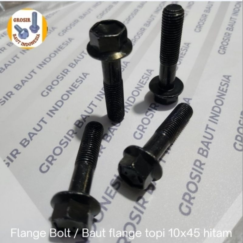 (5pcs)Baut flange kunci 14 Panjang 4.5cm Hitam M10x45 / Flange bolt M10x45 hitam kunci 14