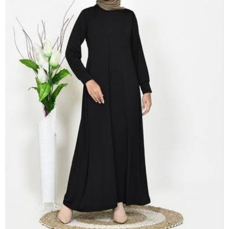 Gamis Polos Hitam Jersey