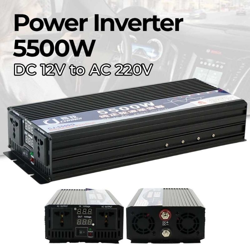 Power Inverter Pure Sine Wave DC 12V to AC 220V 5500W Pure Sine Wave