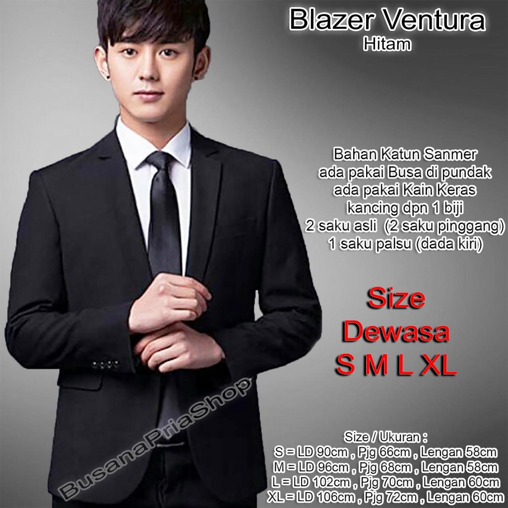 NEW BPS COD BLAZER / JAS PRIA VENTURA HITAM SANMER PREMIUM S M L XL VENTU BLACK FORMAL BUSA KAIN
